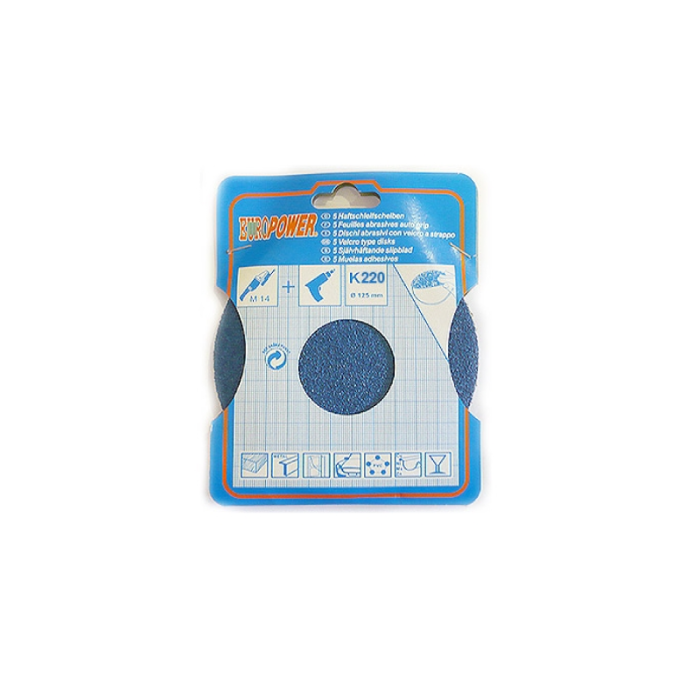 Euro Power 125mm Sanding - Abrasive Disc K220 5pcs