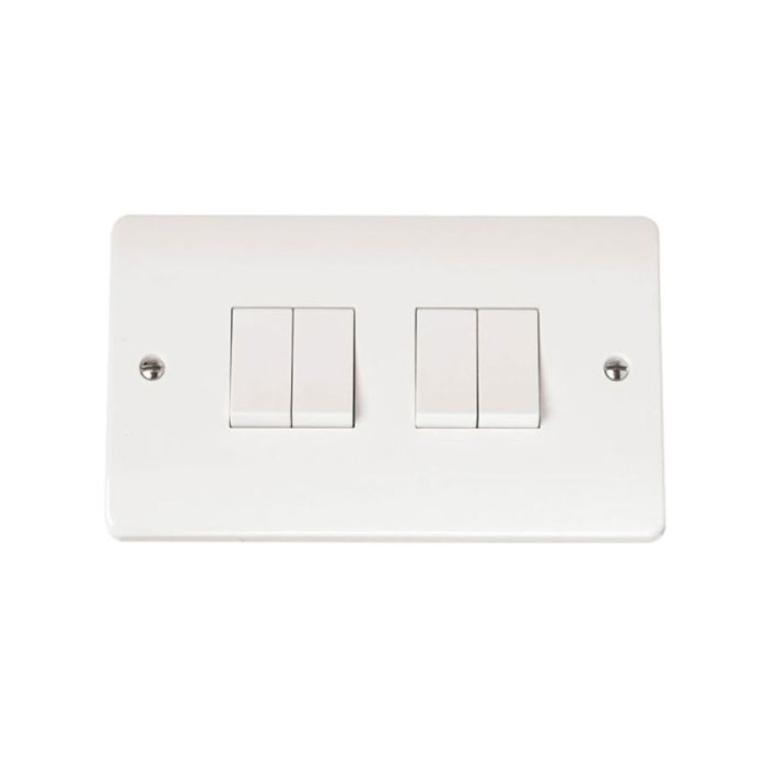 Europower A017 4-Gang 2-Way White Light Switch