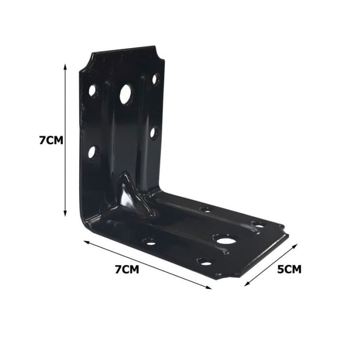 Black Metal Reinforced Angle Bracket 7x7x5cm