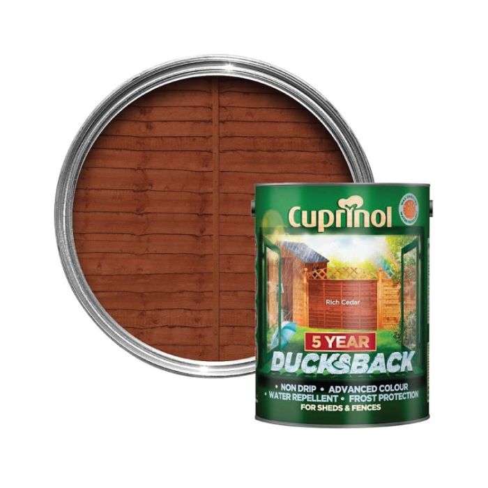 Cuprinol Rich Cedar 5L Ducksback Wood Preserver Shed & Fences