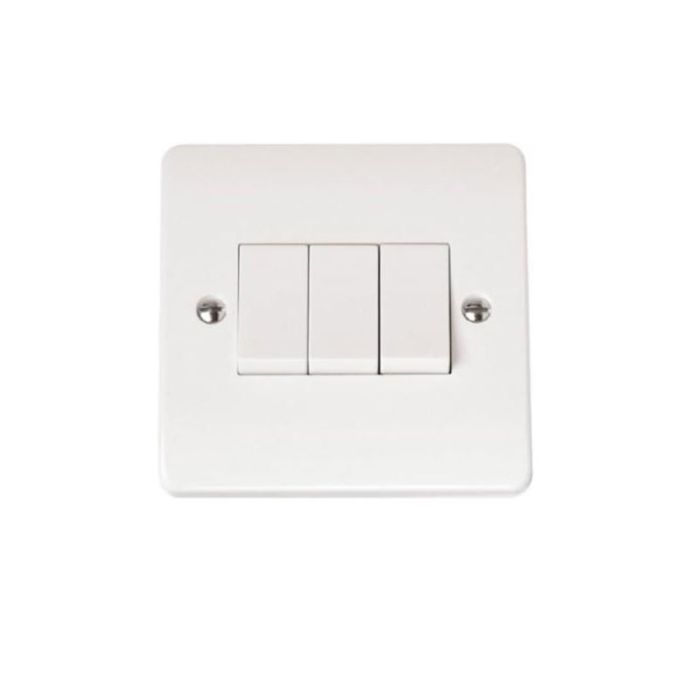 Swe W306 3-Gang 2-Way White Light Switch