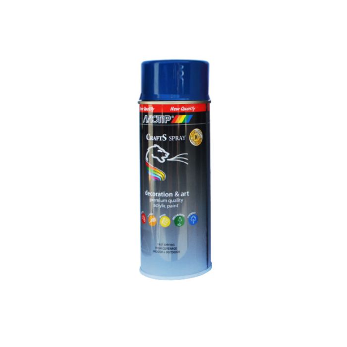 Motip Spray Paint Acrylique Crafts Gloss Enzian Blue RAL-5010 400ml