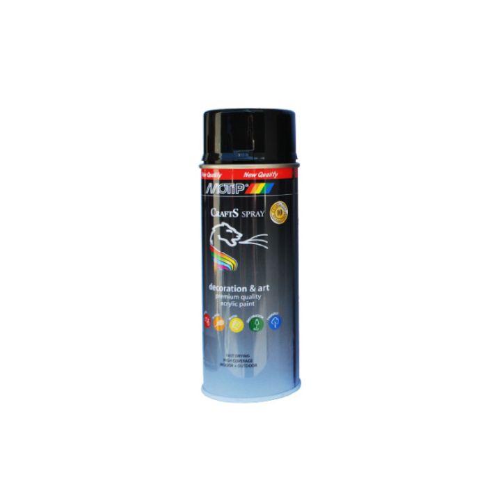 Motip Spray Paint Acrylique Crafts Gloss Black RAL-9005 400ml