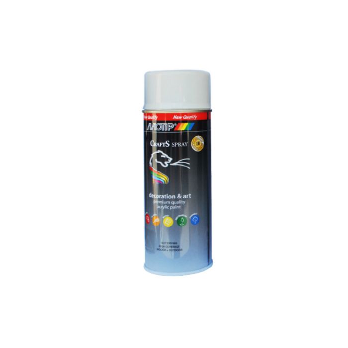 Motip Spray Paint Acrylique Crafts Gloss White RAL-9010 400ml