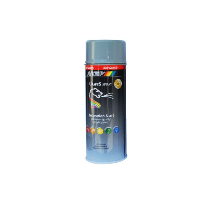 Motip Spray Paint Acrylique Crafts Gloss White RAL-7001 400ml