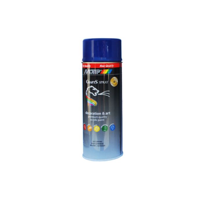 Motip Spray Paint Acrylique Crafts Gloss Royal Blue RAL-5002 400ml