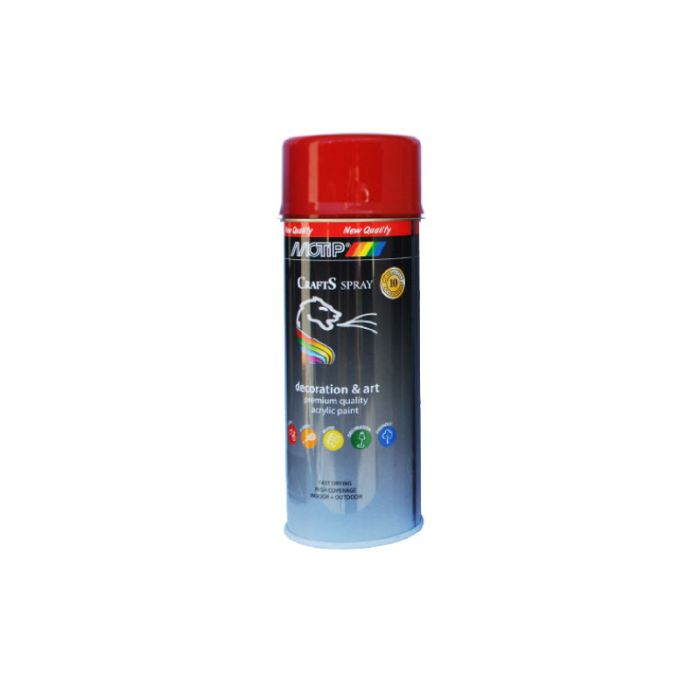 Motip Spray Paint Acrylique Crafts Gloss Sign Red RAL-3002 400ml