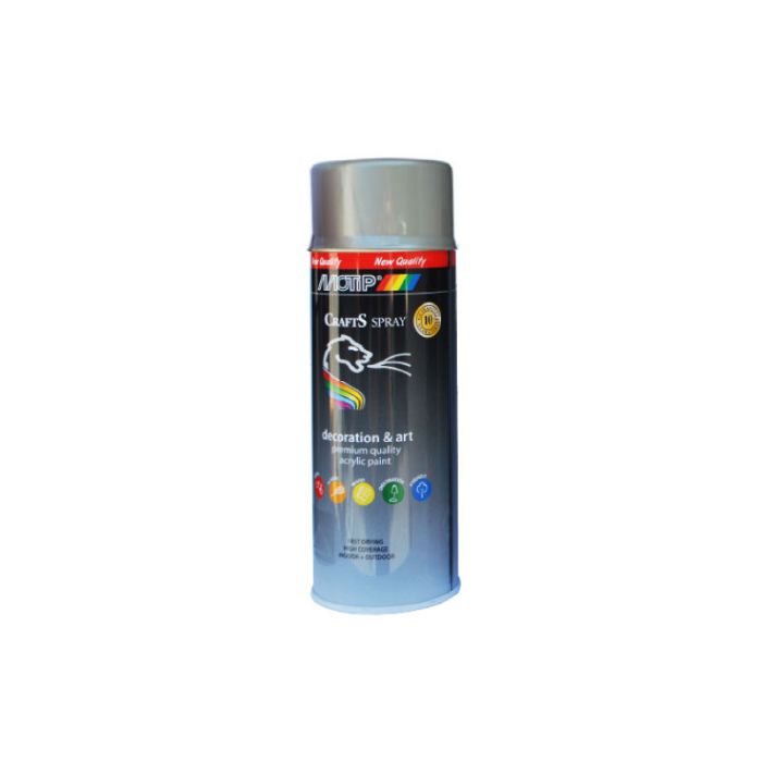 Motip Spray Paint Acrylique Crafts Gloss Silver RAL-9006 400ml