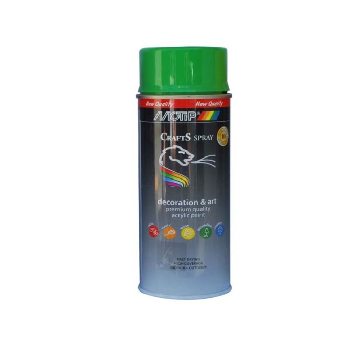 Motip Spray Paint Acrylique Crafts Gloss Yellow Green RAL-6018 400ml