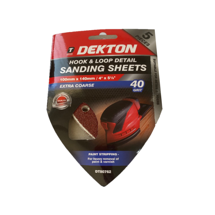 Dekton 100x140mm Sanding - Abrasive Triangular Grit 40 5pcs