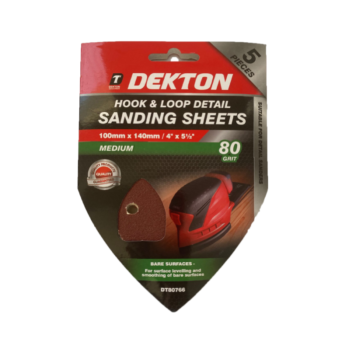 Dekton 100x140mm Sanding - Abrasive Triangular Grit 80 5pcs