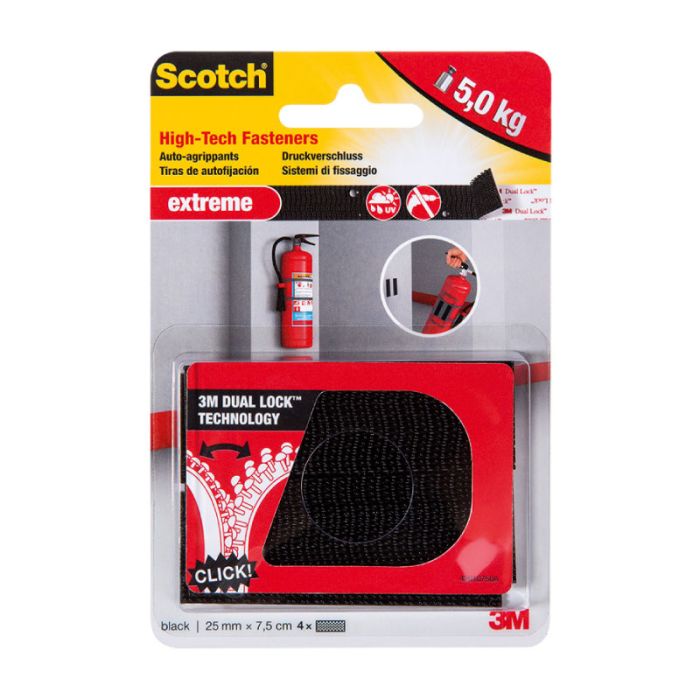 Scotch 3M 25mmx7.5cm Black Extreme Fastener Velcro