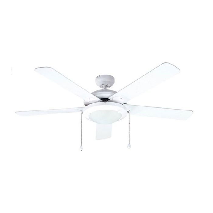Otto OT-D52018 52" Polished White Metal Ceiling Fan + Lamp