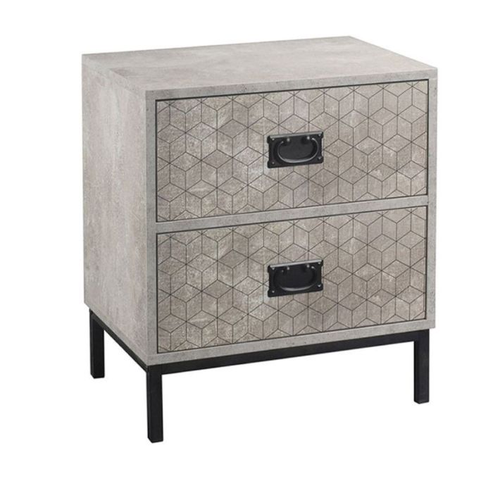 Rubik Melamine Light Cement Black Metal 50x35x55cm Nightstand