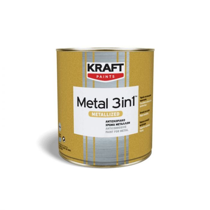 Kraft 3in1 Metalized Ματ Αντισκωριακό Χρώμα Μετάλλων Χρυσό 0.75L