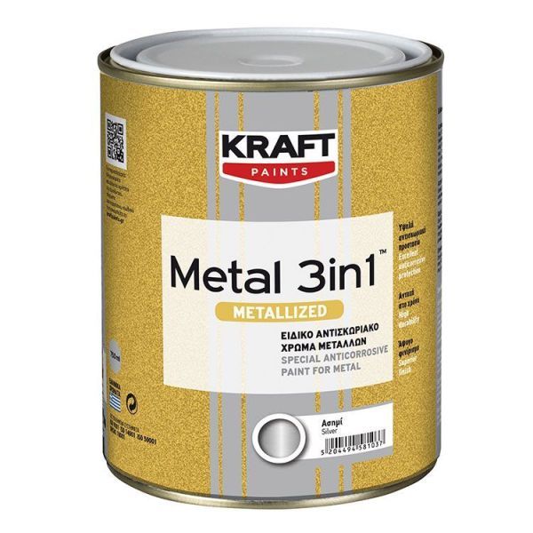 Kraft 3in1 Metalized Matt Metal Paint Gold 0.75L