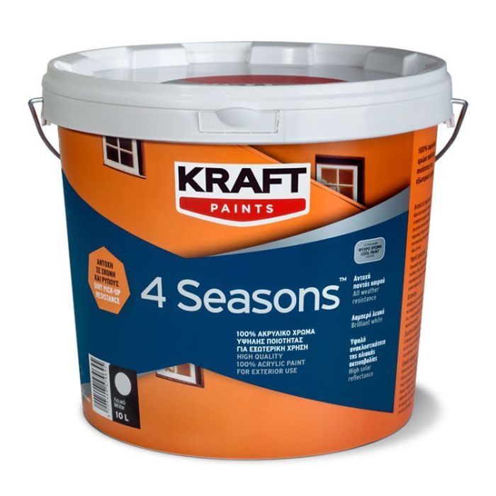 Kraft 4 Seasons Ακρυλικό Χρώμα Λευκό 10L