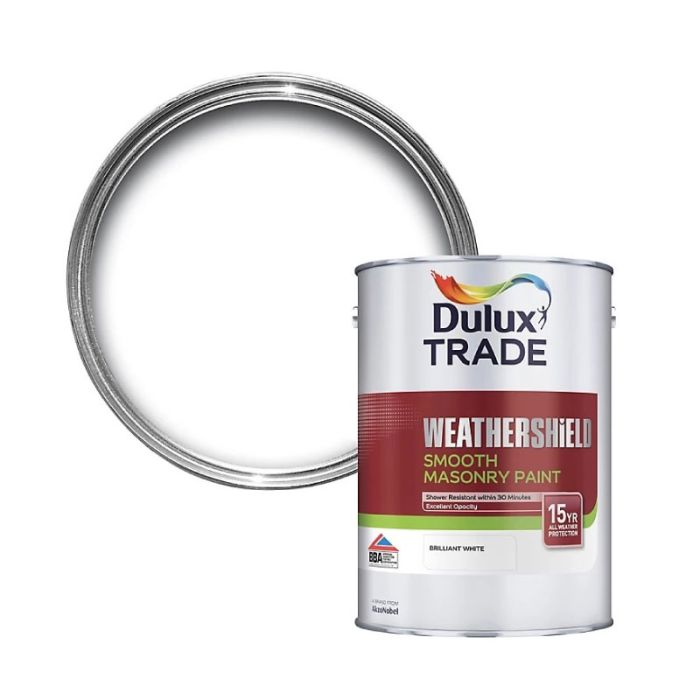 Dulux Weathershield Smooth Masonry Paint White 2.5L