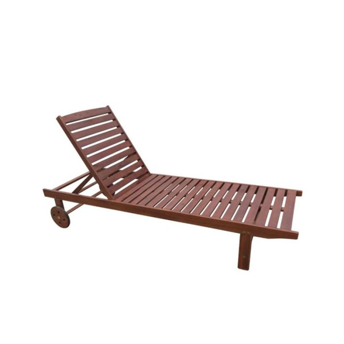 Lugano Acacia Wood Brown Adjustable Backrest Sunbed