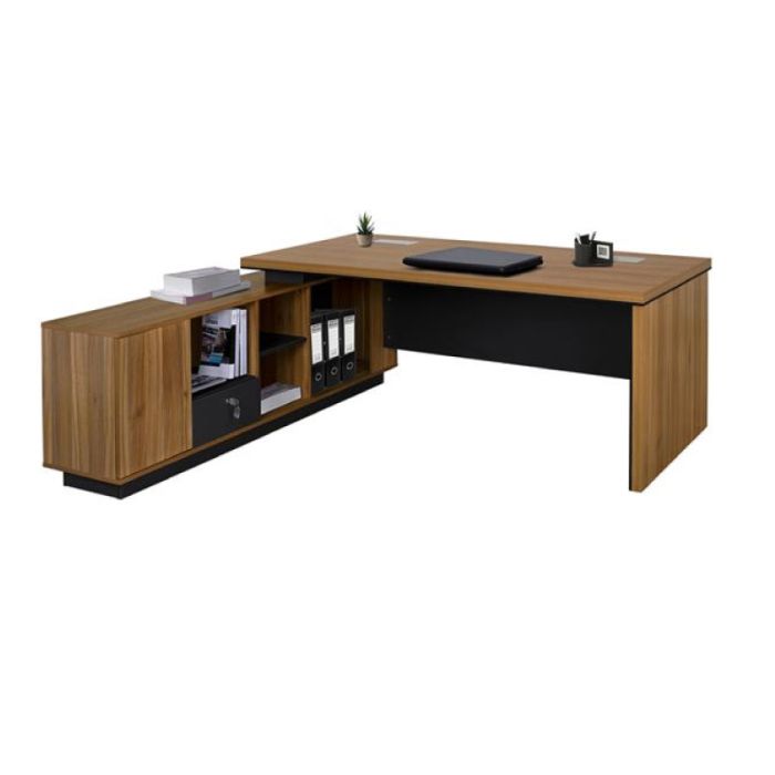 Office Desk Supreme HM2347 Honey Oak Grey Reversible Corner 199x180x76cm