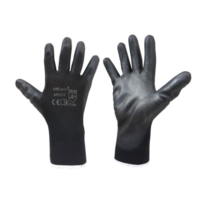 C&K Black PU Coated Gloves L