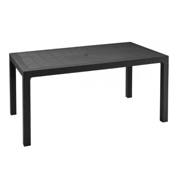 Keter Melody Plastic Rattan Dark Grey 161cm Rectangular Garden Table