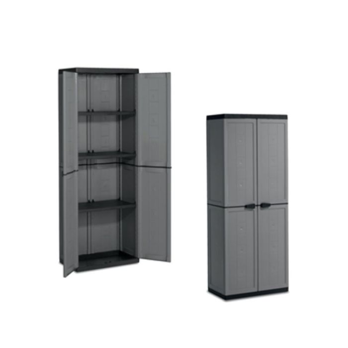 Keter Jolly Utility Tall Dark Grey /  Black Garden Plastic Storage Cabinet