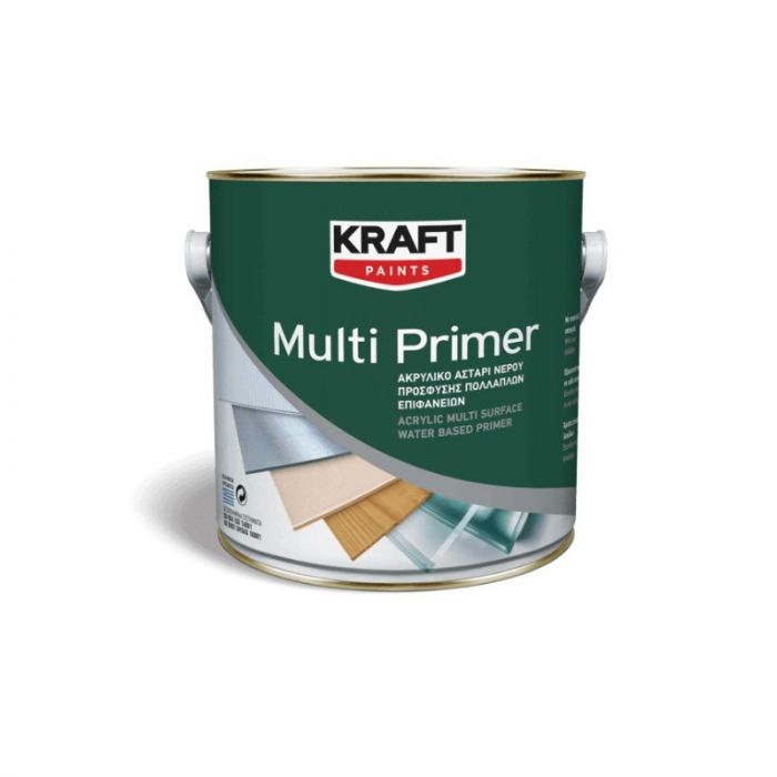 Kraft Multi Primer Aκρυλικό Αστάρι Νερού Πολλαπλών Επιφανειών Γκρι 2.25L