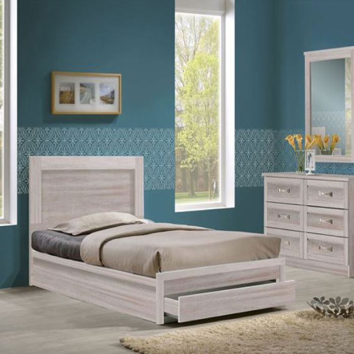 Life E-00021628 (EM3633,5) White Wash 90x200cm Storage Single Bed