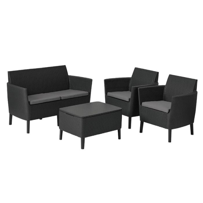 Keter Salemo Rattan Graphite 4 Seater Garden Sofa Set