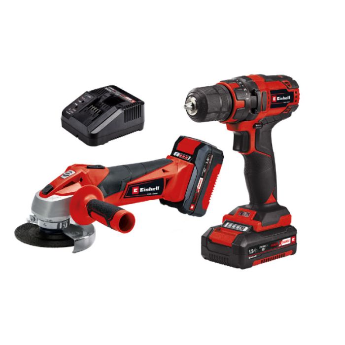 Einhell TC-TK 18-2 Li-I (1x1.5Ah-1x3.0Ah Incl.) 18V Combi Drill & Angle Grinder - Battery Set Tools