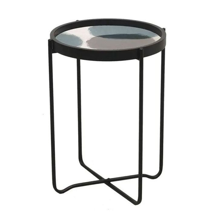 Marm 04-0429 Blue Pattern Black 40x57.5cm Side Table