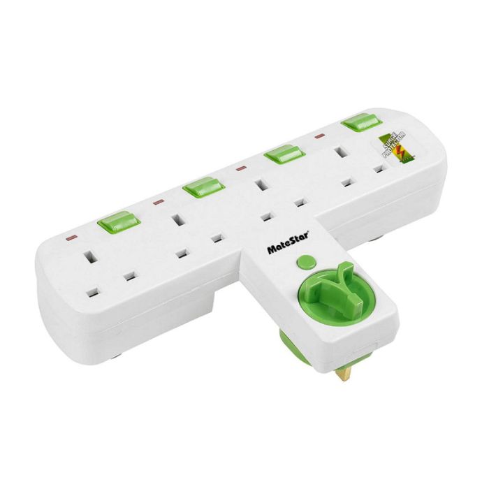 Matestar 4-Gang T-shape Multi Adaptor Plug