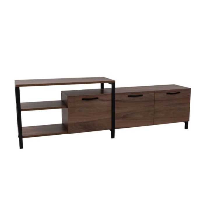 Ram 05-0546 Melamine Walnut / Black Metal TV Stand