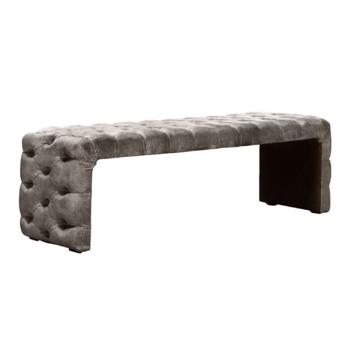 Dieci 140x59x42cm Velvet Grey Indoor Bench