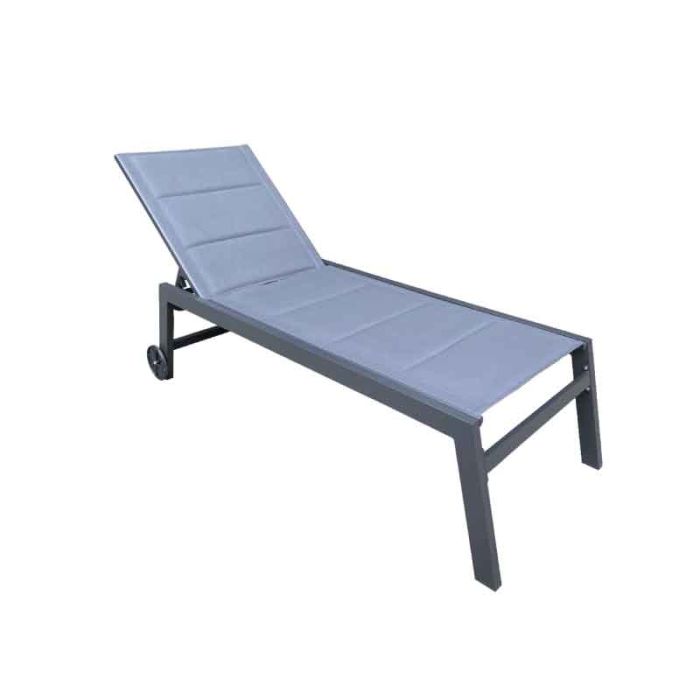 Home Aluminium Textiline Dark Grey Adjustable Back Sunbed