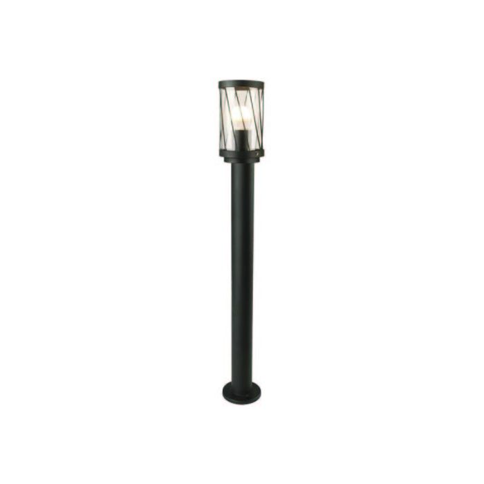 Eurolamp E27 Black Grid Pattern Metallic Column Outdoor Post Light