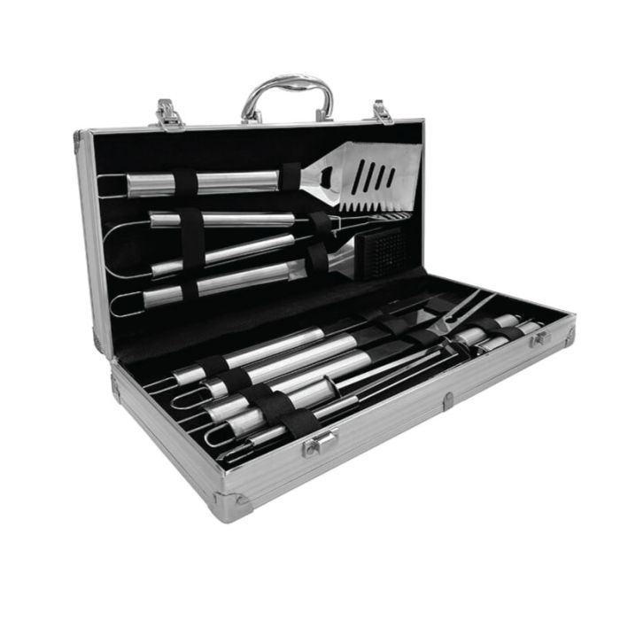 H&C HC21064 10pcs Stainless Steel BBQ Tool Case Set