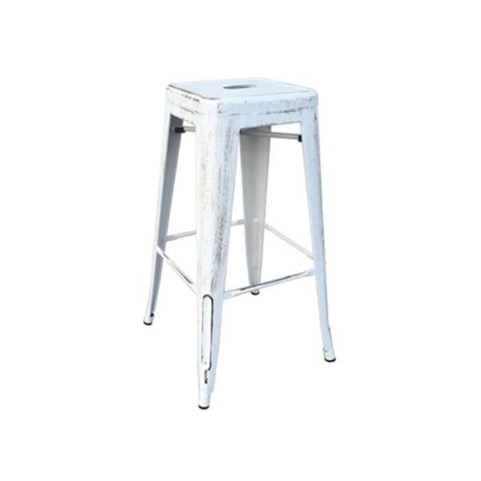 Relix E-00015677 (E5190-12) Metal Antique White Bar Outdoor Stool