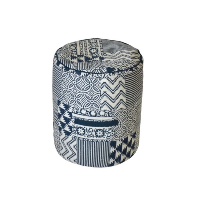 Island 16-0507 Blue White Indoor Pouf