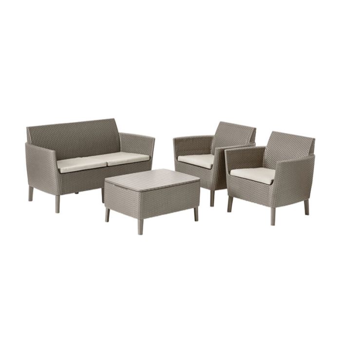 Keter Salemo Rattan Cappuccino 4 Seater Garden Sofa Set