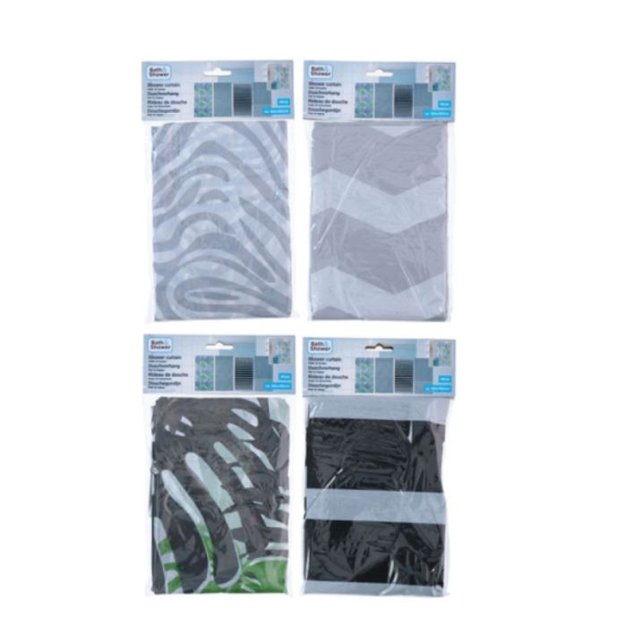 B&S 180x180cm 4Ass Bath / Shower Curtain