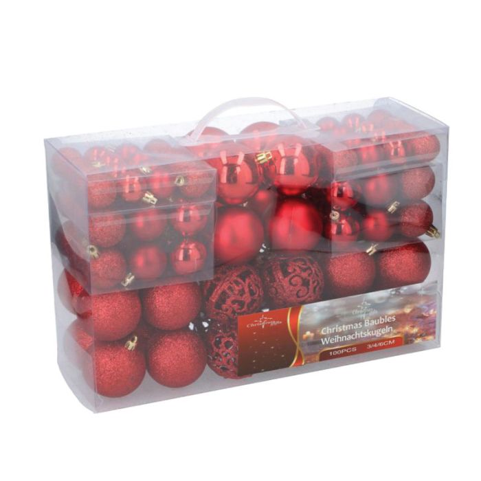 Deco Christmas Baubles Red 100pcs