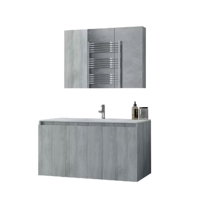 Verona 90cm 5FVR090SD Light Grey Basin Cabinet Mirror Set Bathroom Furniture