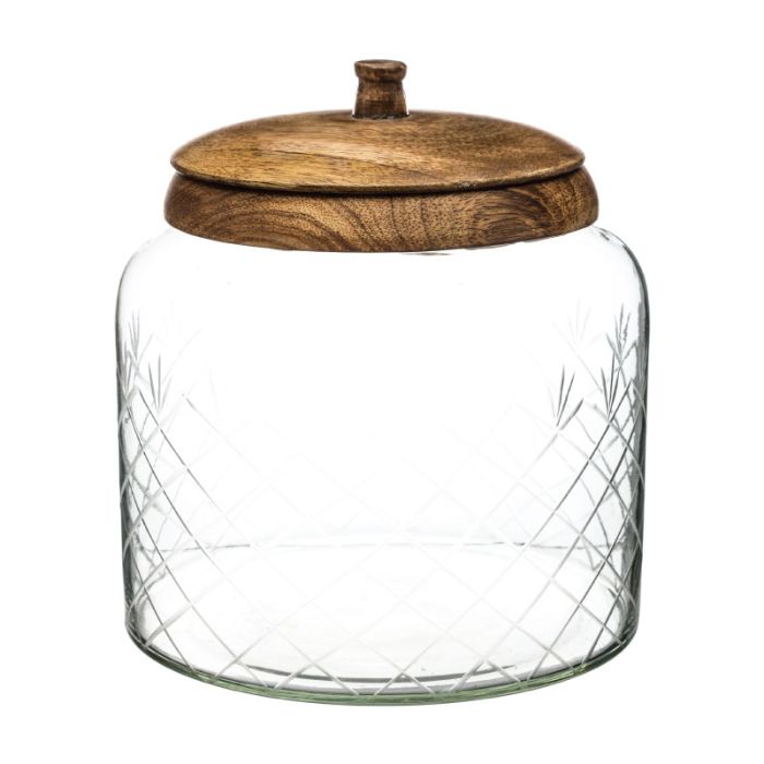 JJA Glass Wood 2.7L Food Jar Kitchen Storage Canister