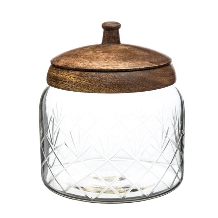 JJA Glass Wood 1.2L Food Jar Kitchen Storage Canister