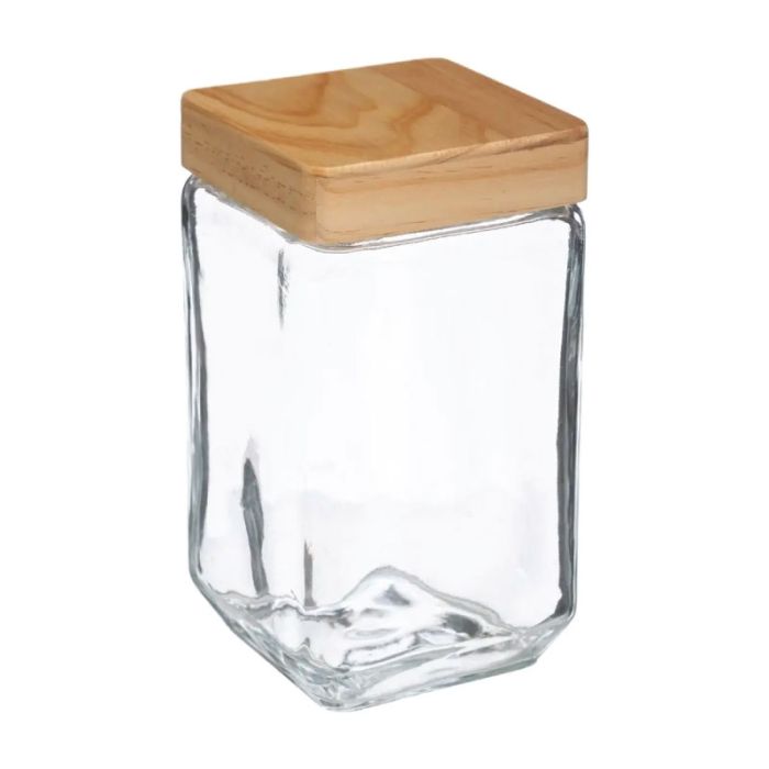 JJA Glass Wood 1.7L Food Jar Kitchen Storage Canister