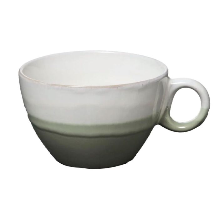 JJA Jumbo 15x11x7.5cm Green White Bowl with Handle