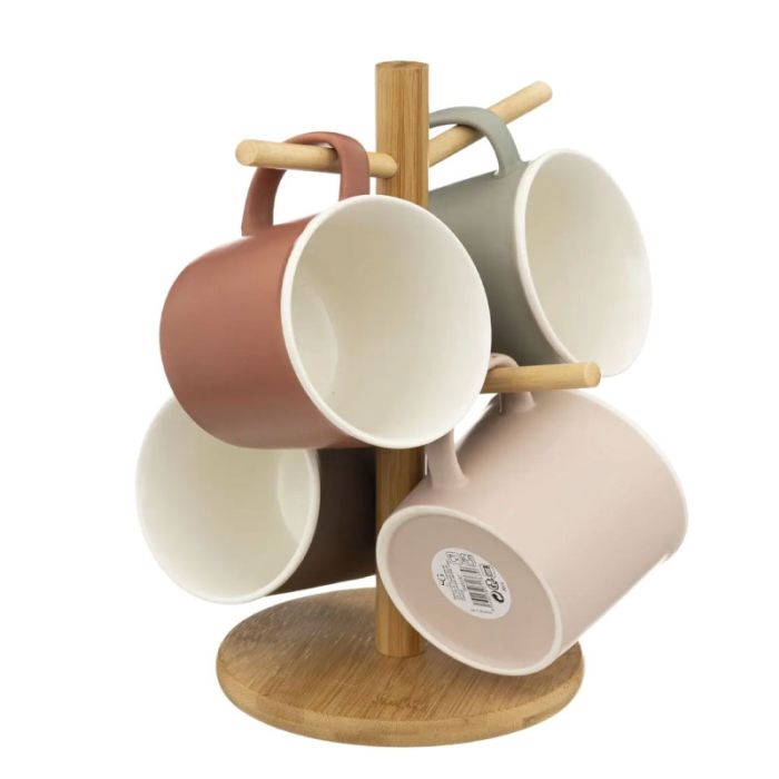 JJA Nature 5pcs Set Mug with Rack 380ml