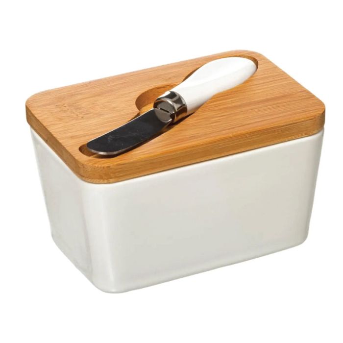 JJA Ceramic Butter Dish with Knife
